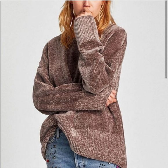 Zara Sweaters - Zara knit Chenille Crew Chunky Sweater sz small oversized comfy cozy